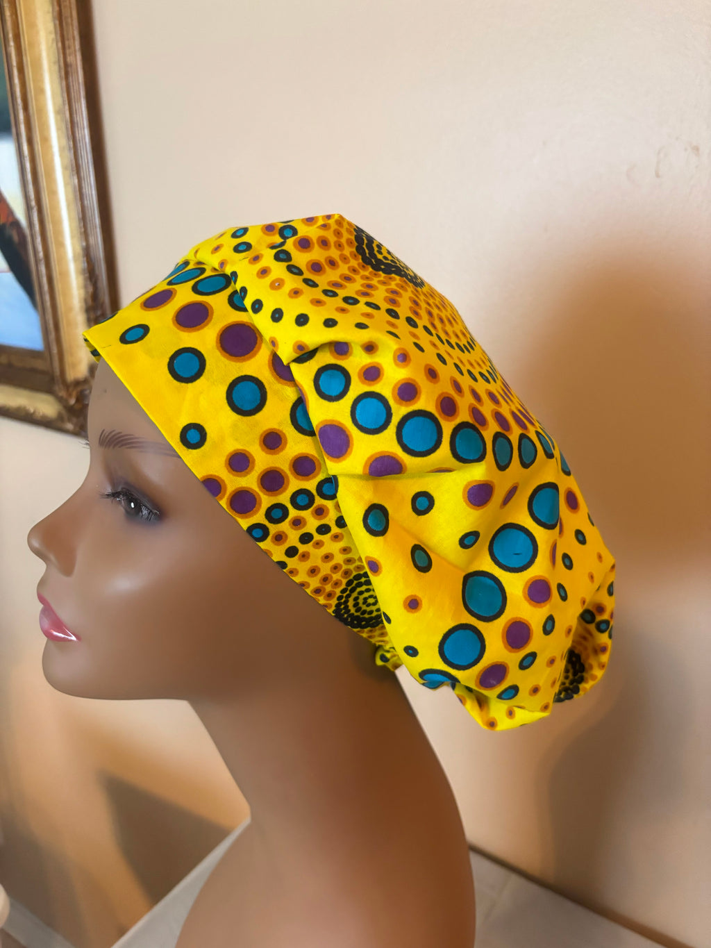 Yellow Dot Bouffant Scrub Cap