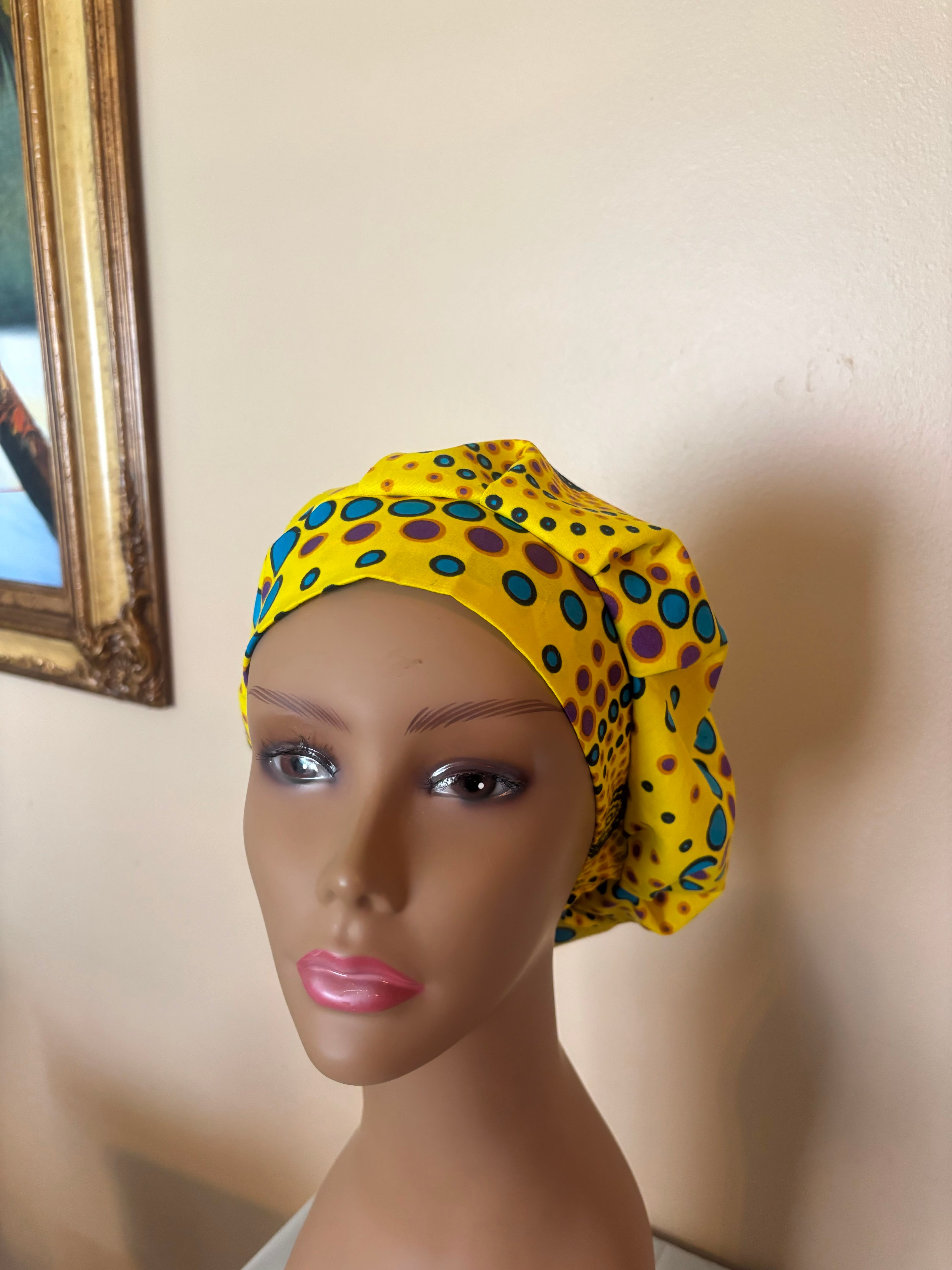 Yellow Dot Bouffant Scrub Cap
